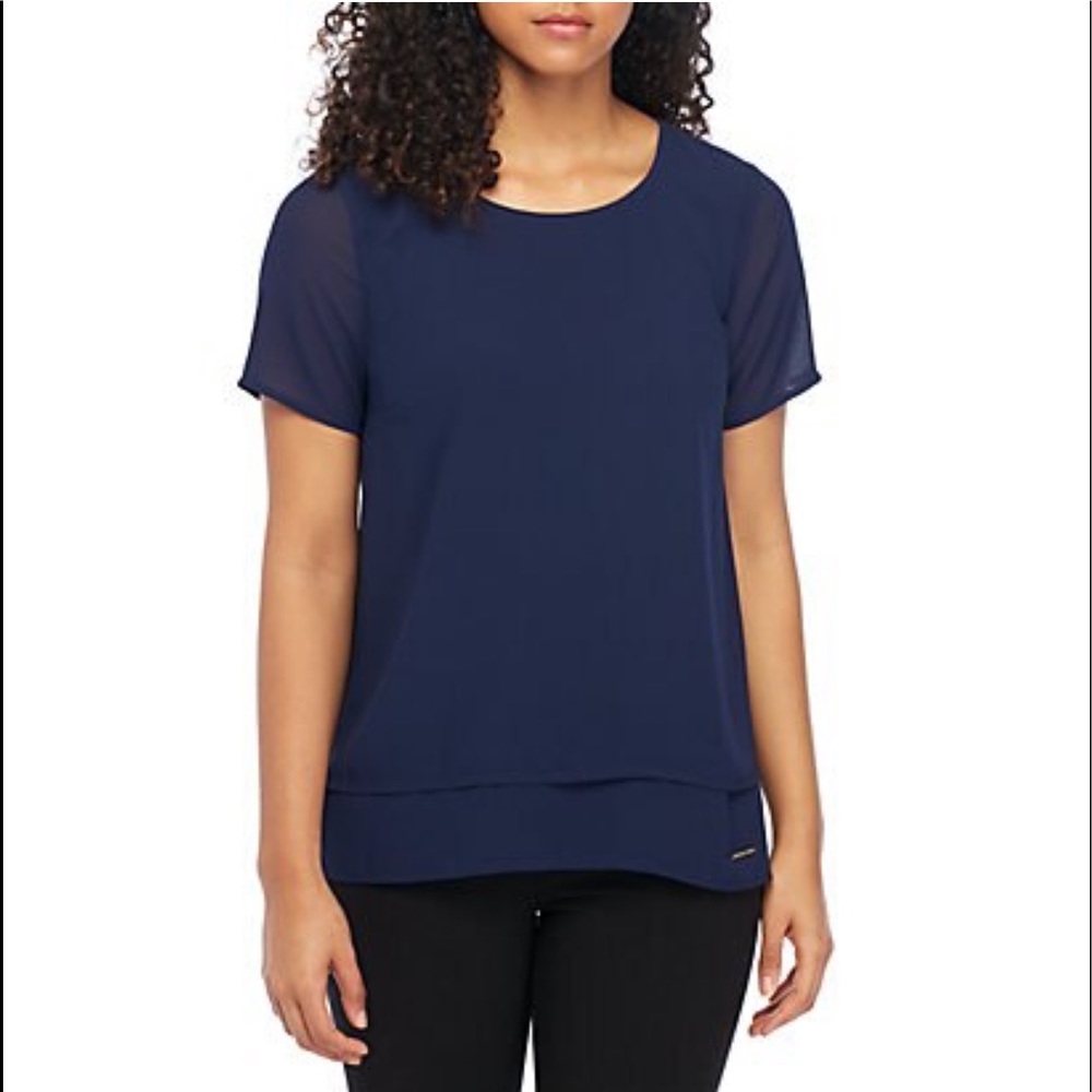Michael Kors Tier Solid Split Back Top
